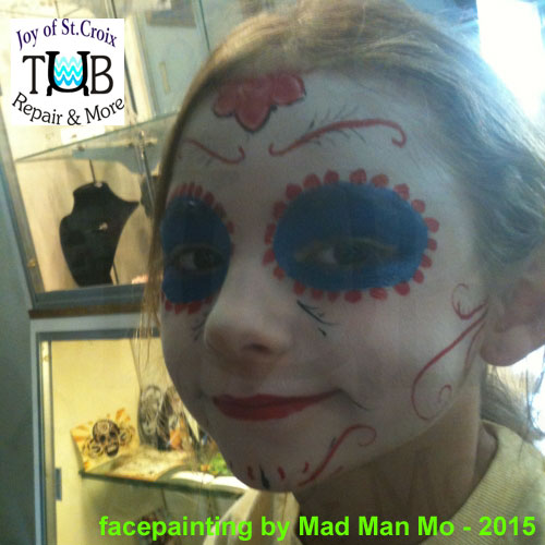 Day of the Dead facepainting by Mad Man Mo and Joy of St Croix