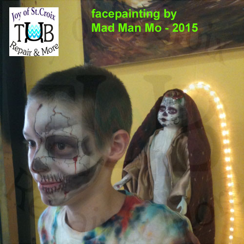 skull facepainting by Mad Man Mo and Joy of St Croix Tub Repair & More