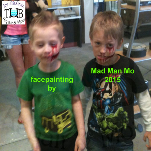 Halloween facepainting by Mad Man Mo and Joy of St Croix Tub Repair & More