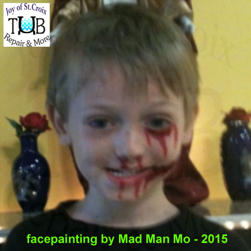 Halloween facepainting by Mad Man Mo and Joy of St Croix Tub Repair & More