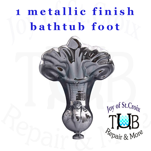 1 clawfoot bathtub foot refinished in a metallic finish by Joy of St Croix - Tub Repair and More