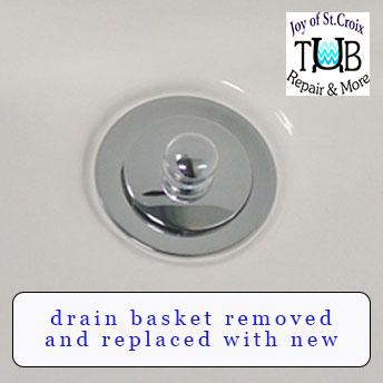 bathtub refinishing by Joy of St Croix involves replacing the drain basket